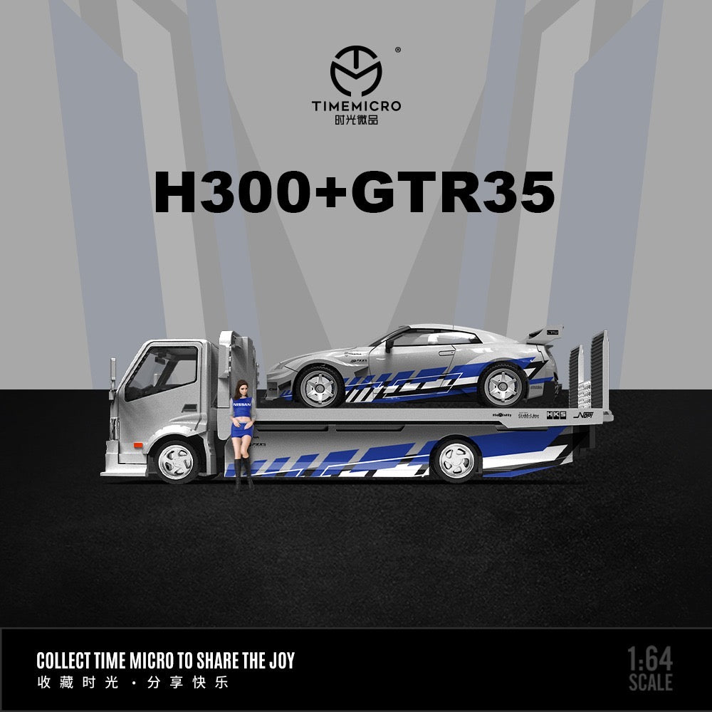 TimeMicro 1/64 - H300 Flatbed Transport Trailer SET Rápidos y Furiosos Silver Blue