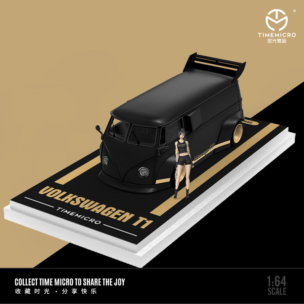 TimeMicro 1:64 / Combi Volkswagen T1 Black Gold con Figura