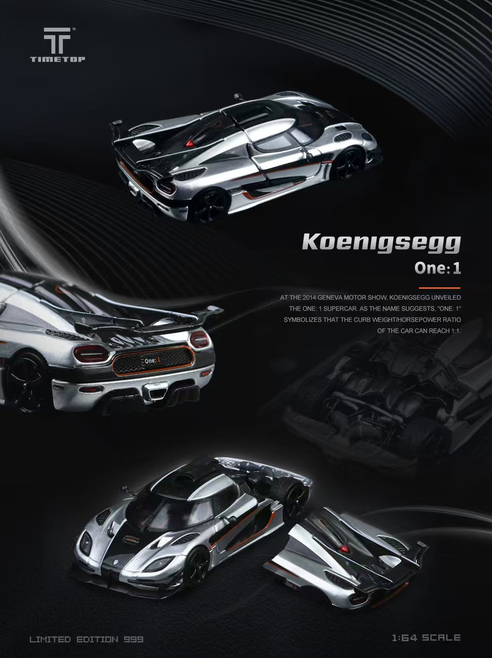 TimeTop 1:64 / Koenigsegg One:1 Cromado