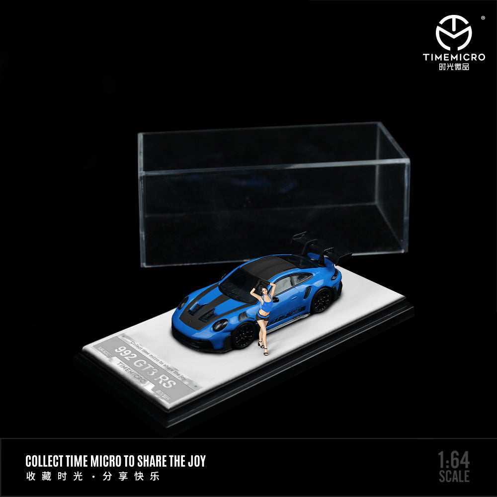 PRE ORDER TimeMicro 1:64 / Porsche 992 GT3 RS Star Blue con Figura
