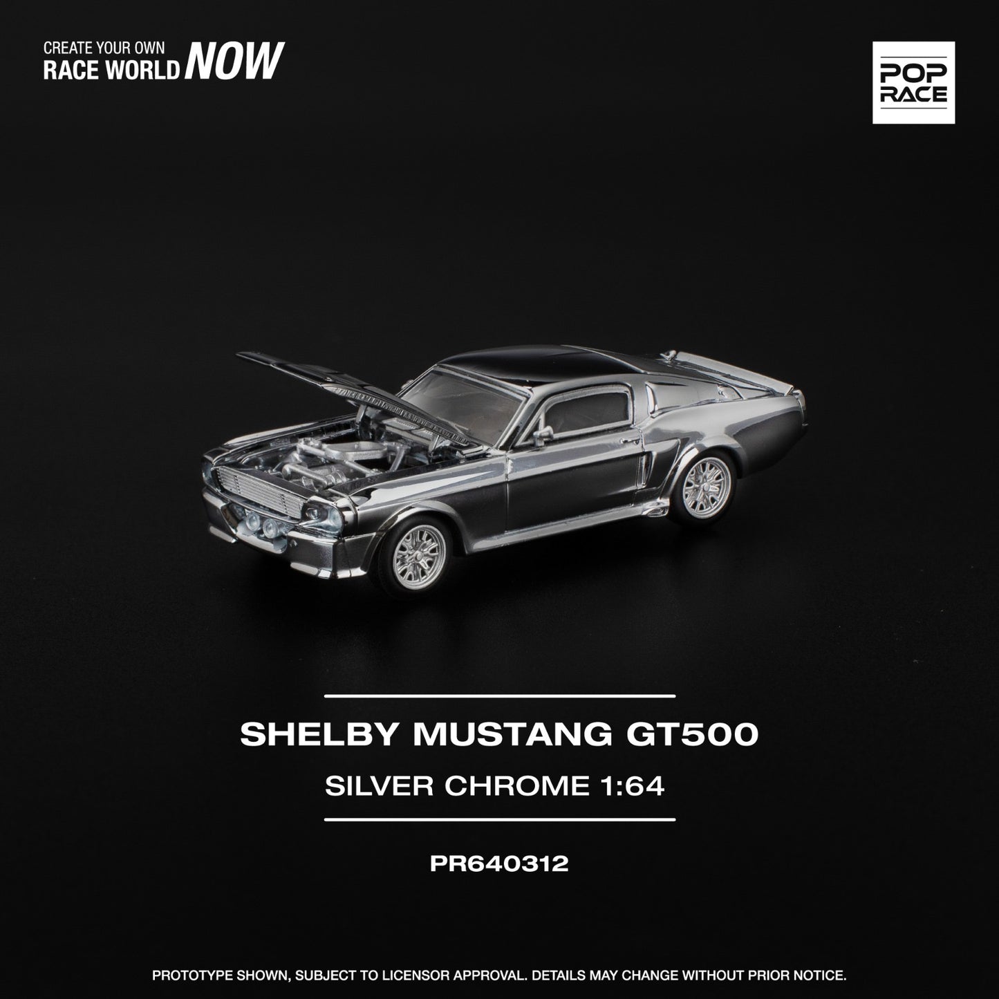 PRE ORDER PopRace 1:64 / Shelby Mustang GT500 Cromado