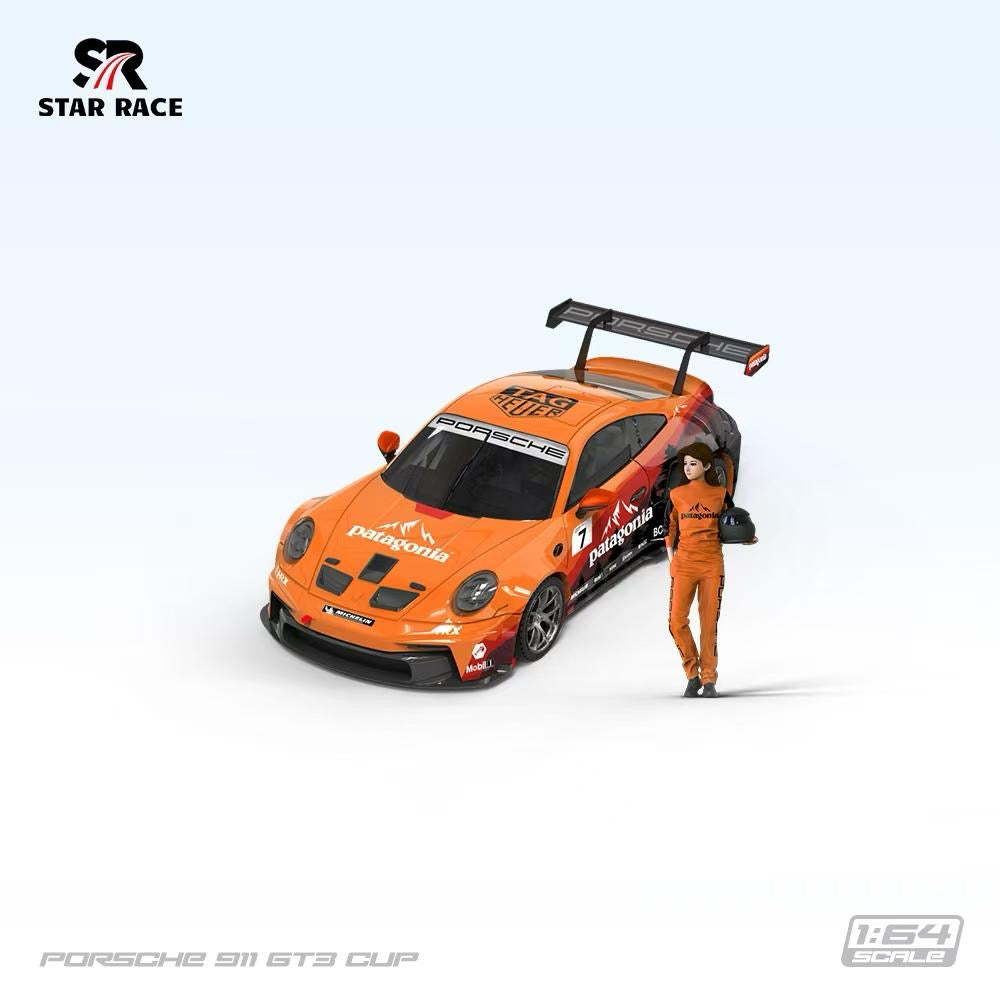 PRE ORDER StarRace 1:64 / Porsche 911 GT3 Cup Patagonia w Figure