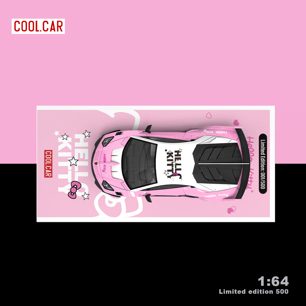 CoolCar 1/64 - Lamborghini Aventador GT EVO Edición Hello Kitty Rosa Claro con Figura