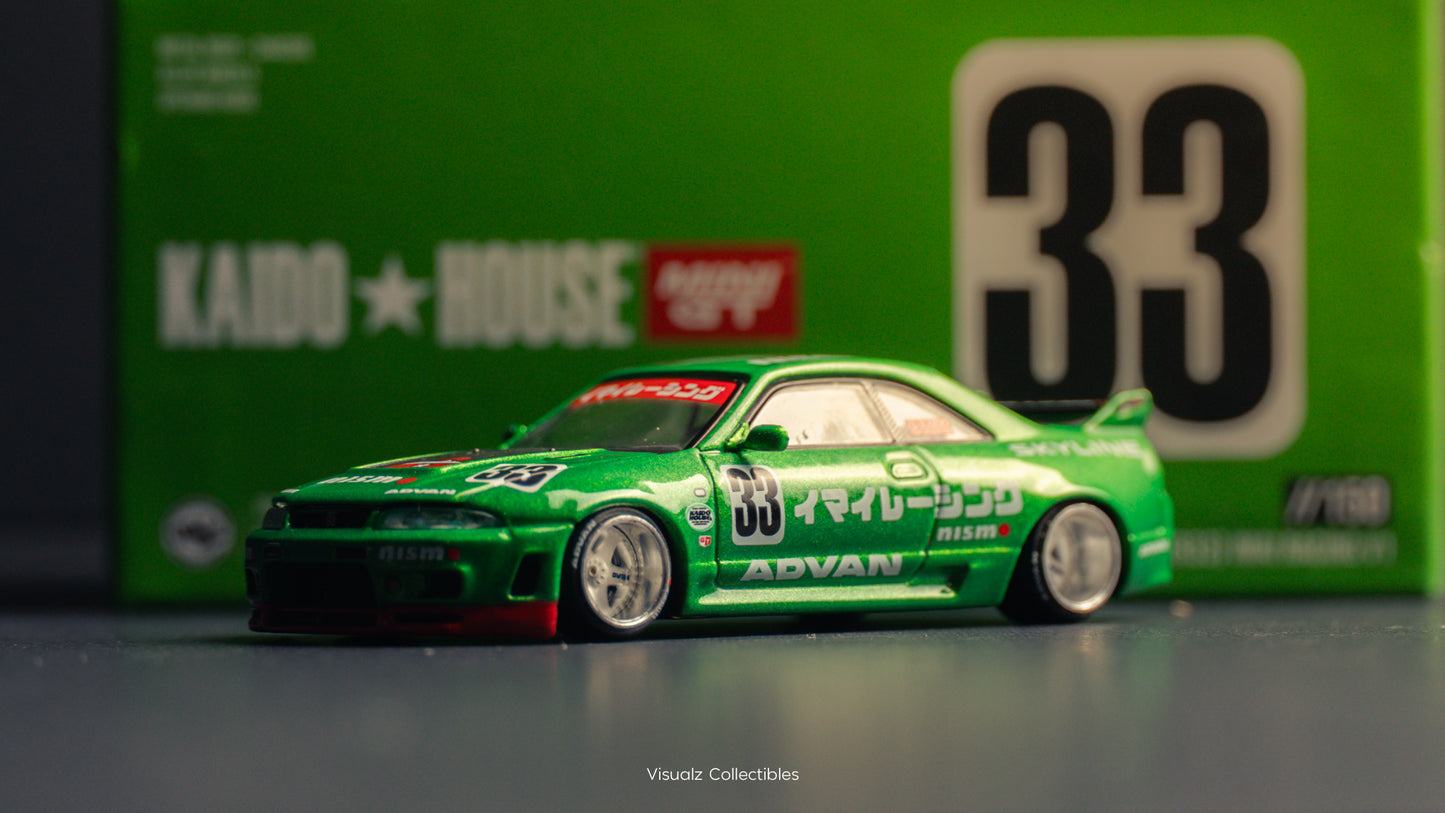 KaidoHouse x MiniGT 1:64 / Nissan Skyline R33 Imai Racing Green