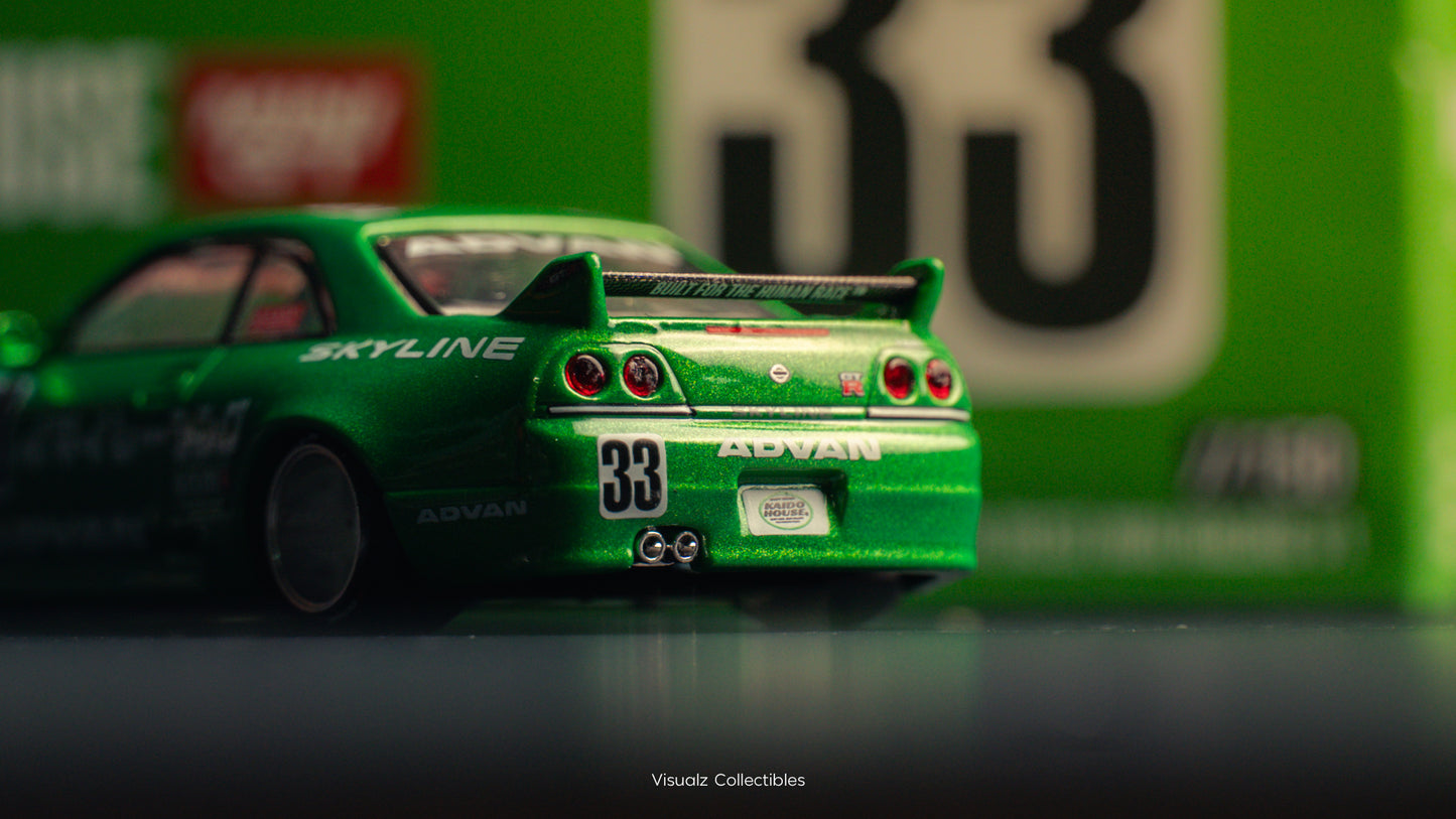 KaidoHouse x MiniGT 1:64 / Nissan Skyline R33 Imai Racing Green