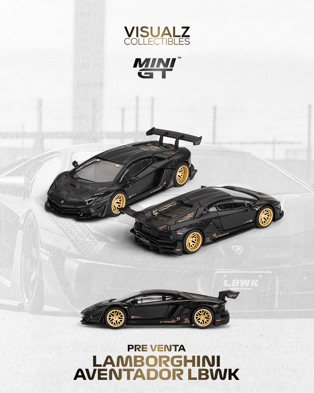 PRE ORDEN MiniGT 1:64 / LB★WORKS Lamborghini Aventador Limited Edition Matte Black