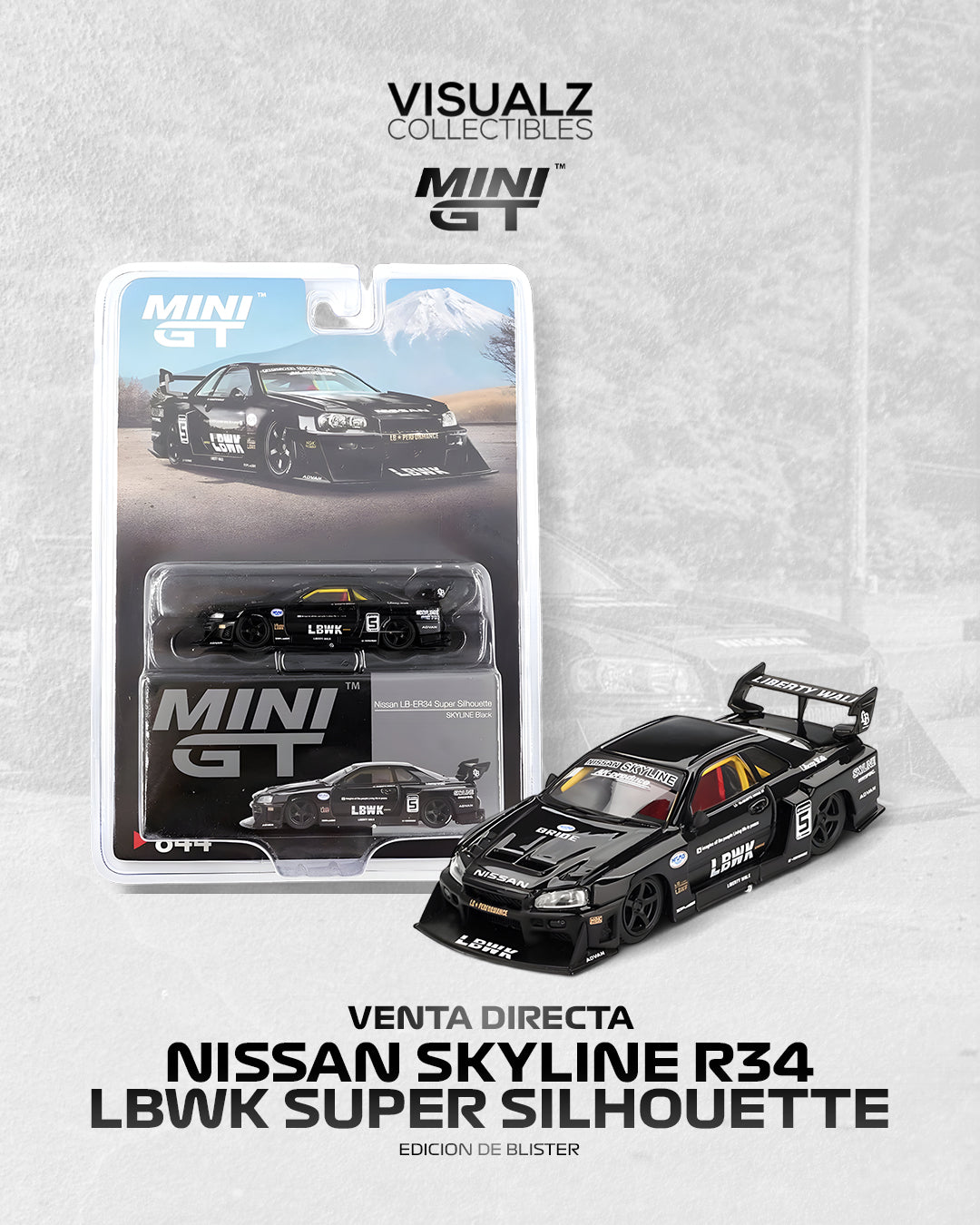 MiniGT 1:64 / Nissan Skyline R34 LBWK Black
