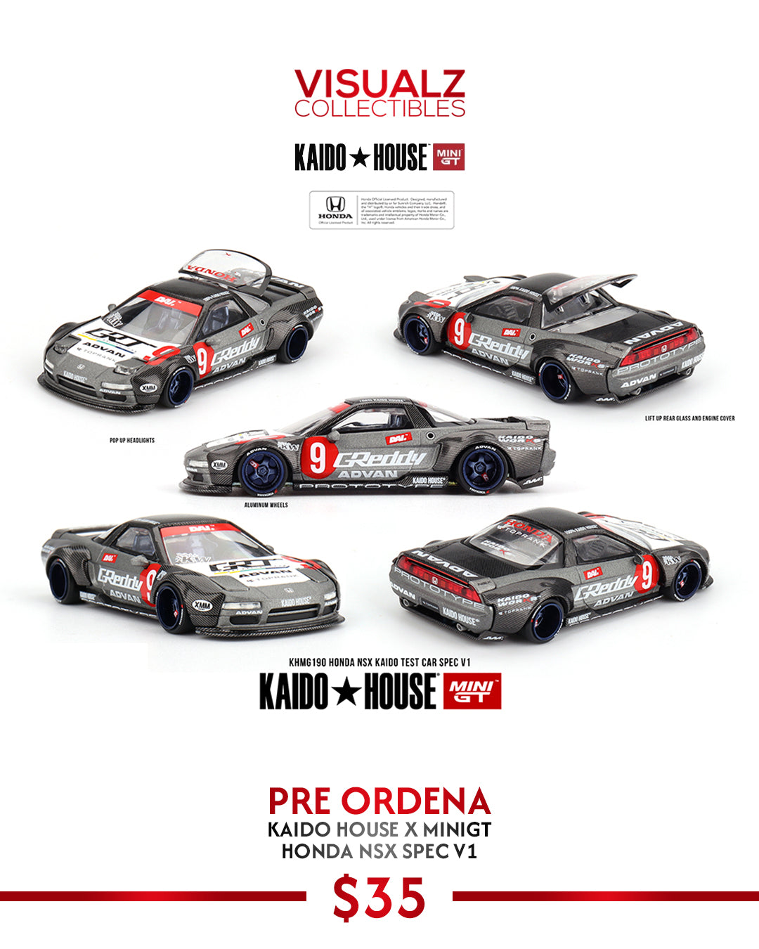 PRE ORDER KaidoHouse x MiniGT 1:64 / HONDA NSX KAIDO TEST CAR SPEC 1