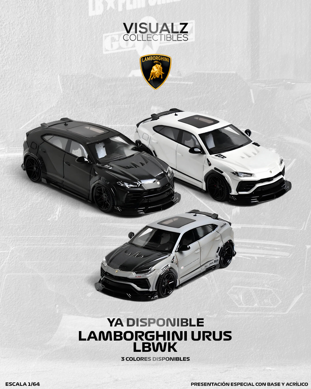 Flame 1:64 / Lamborghini Hurus LBWK Blanca con Fibra de Carbono