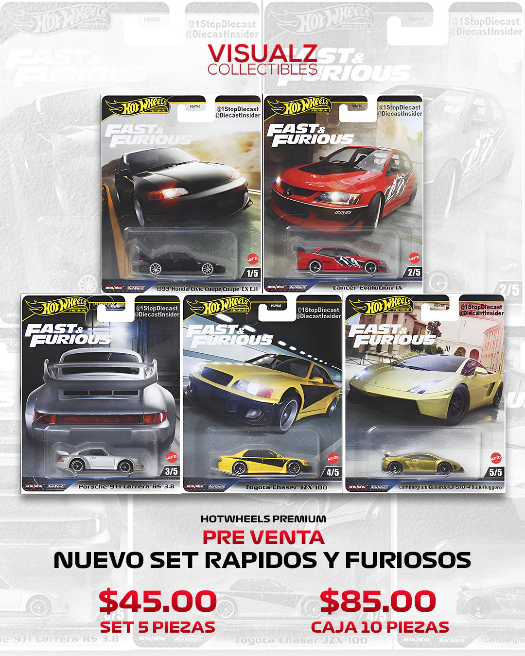 PRE ORDER HotWheels Premium - Set de Rápidos y Furiosos