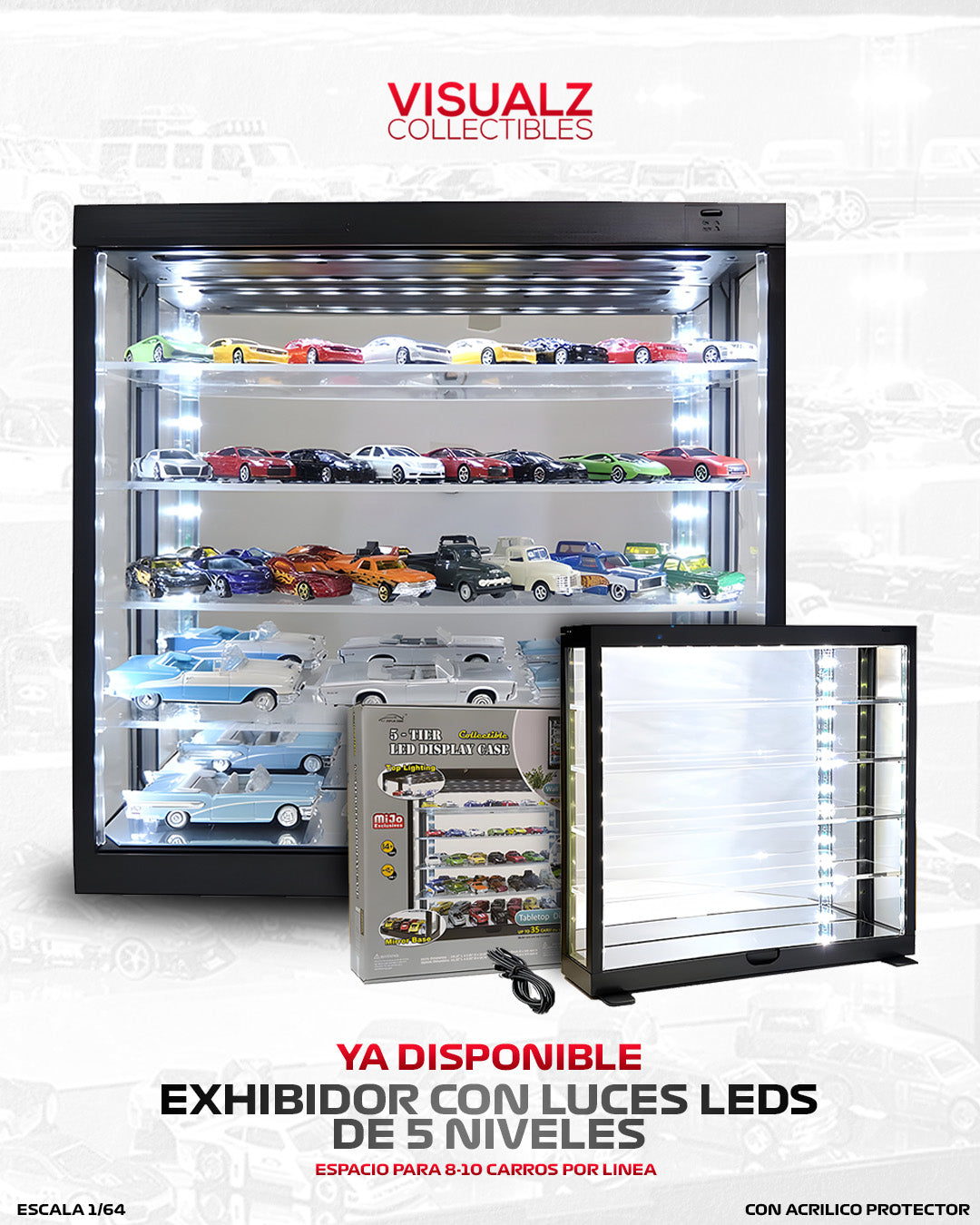 Showcase 1:64 / Exhibidor de 5 pisos con luz LED – MiJo Exclusives