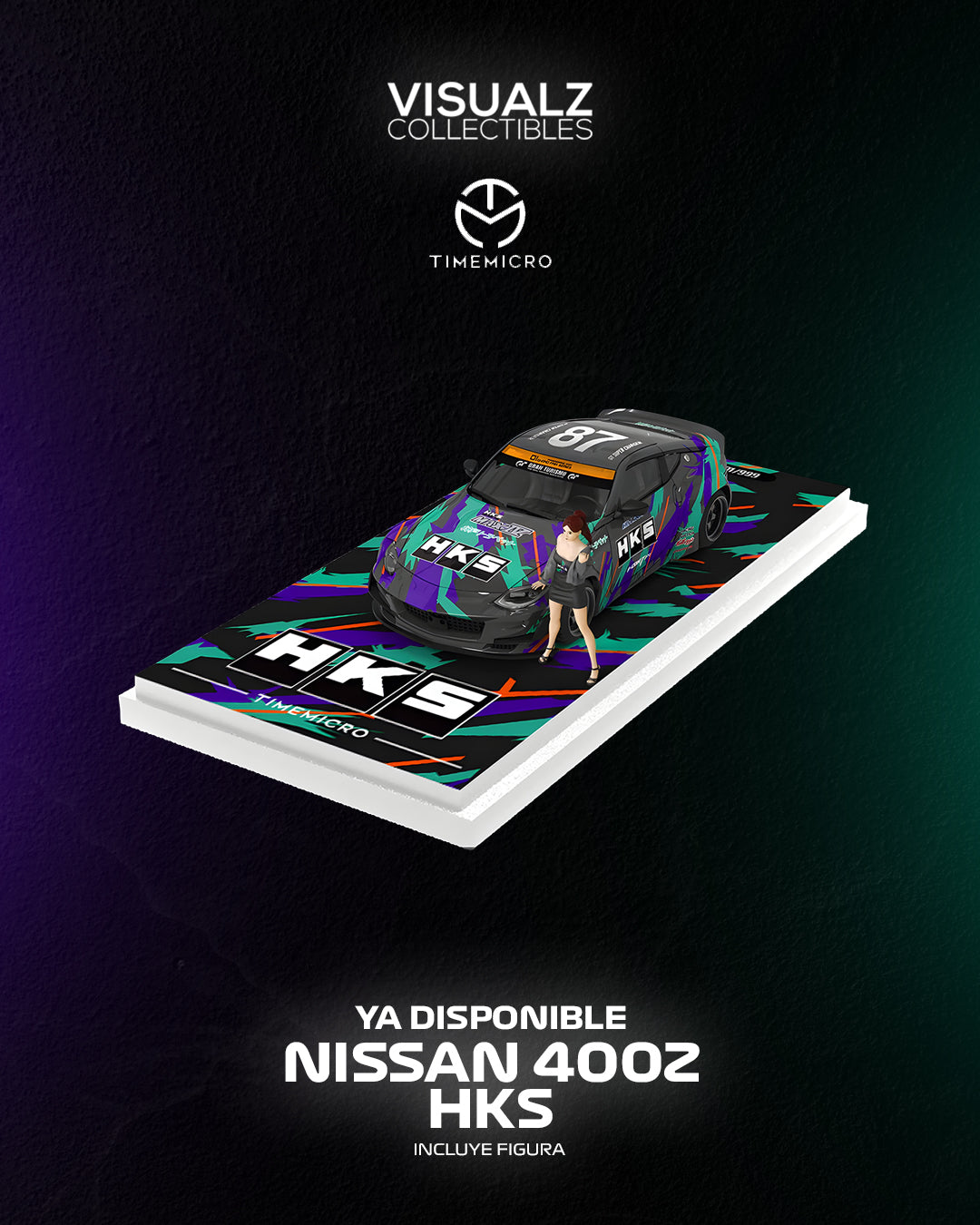 TimeMicro 1:64/ Nissan 400z HKS con Figura