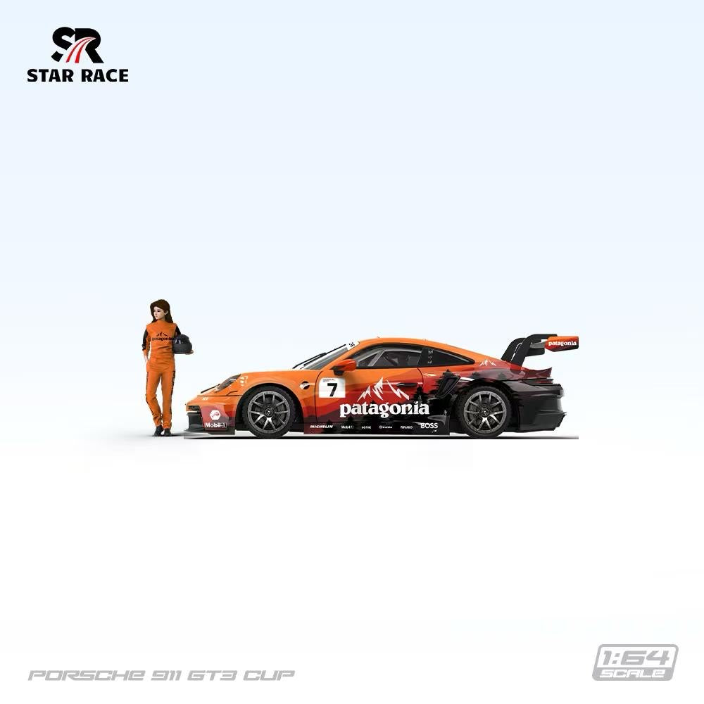 PRE ORDER StarRace 1:64 / Porsche 911 GT3 Cup Patagonia w Figure