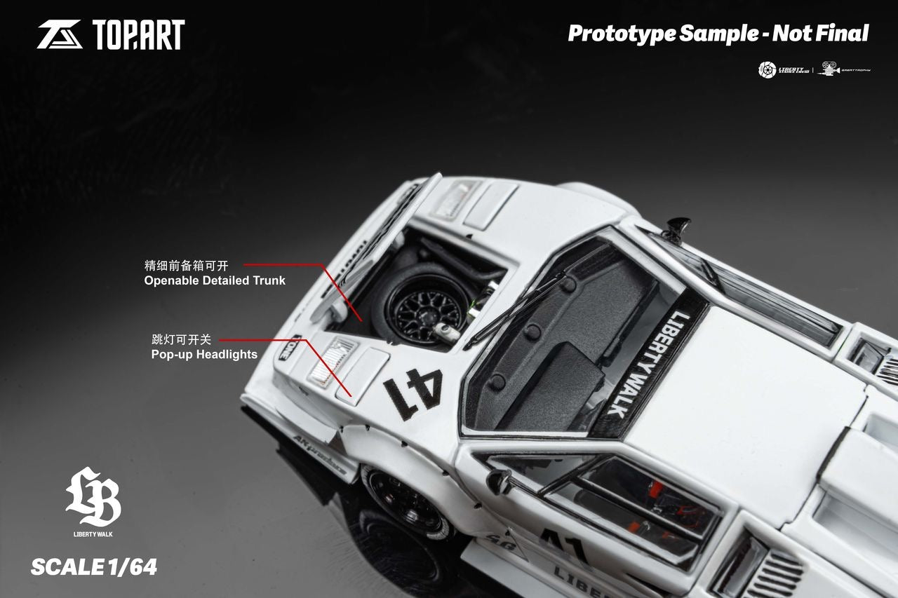 PRE ORDER TopArt 1:64 / Lamborghini Countach LBWK Blanco Producto con licencia oficial de LibertyWalk