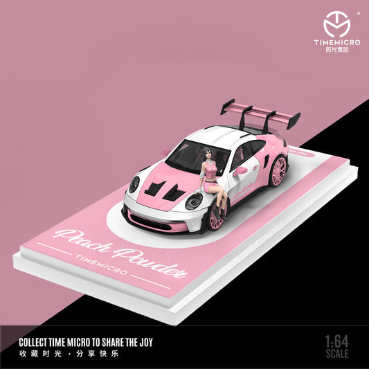 PRE ORDER TimeMicro 1:64 / Porsche 992 GT3 RS Peach Pouder con Figura