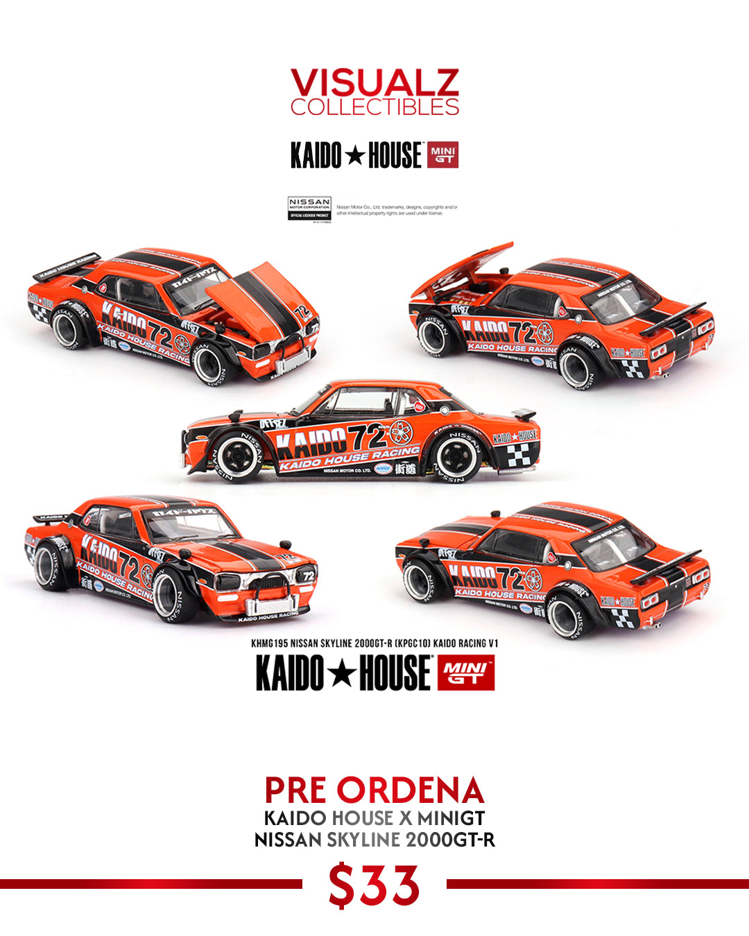PRE ORDER KaidoHouse x MiniGT 1:64 / NISSAN SKYLINE 2000GT-R KAIDO RACING V1