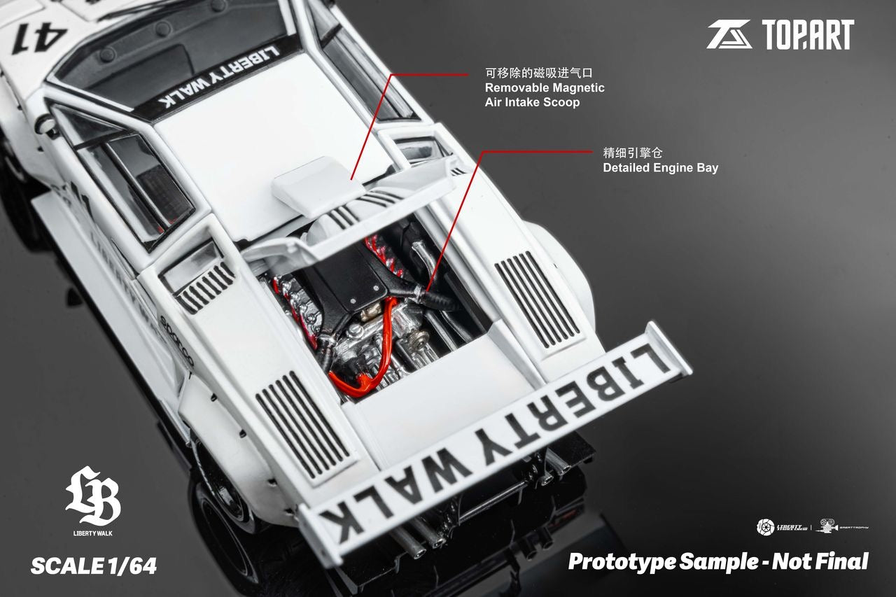 PRE ORDER TopArt 1:64 / Lamborghini Countach LBWK Blanco Producto con licencia oficial de LibertyWalk