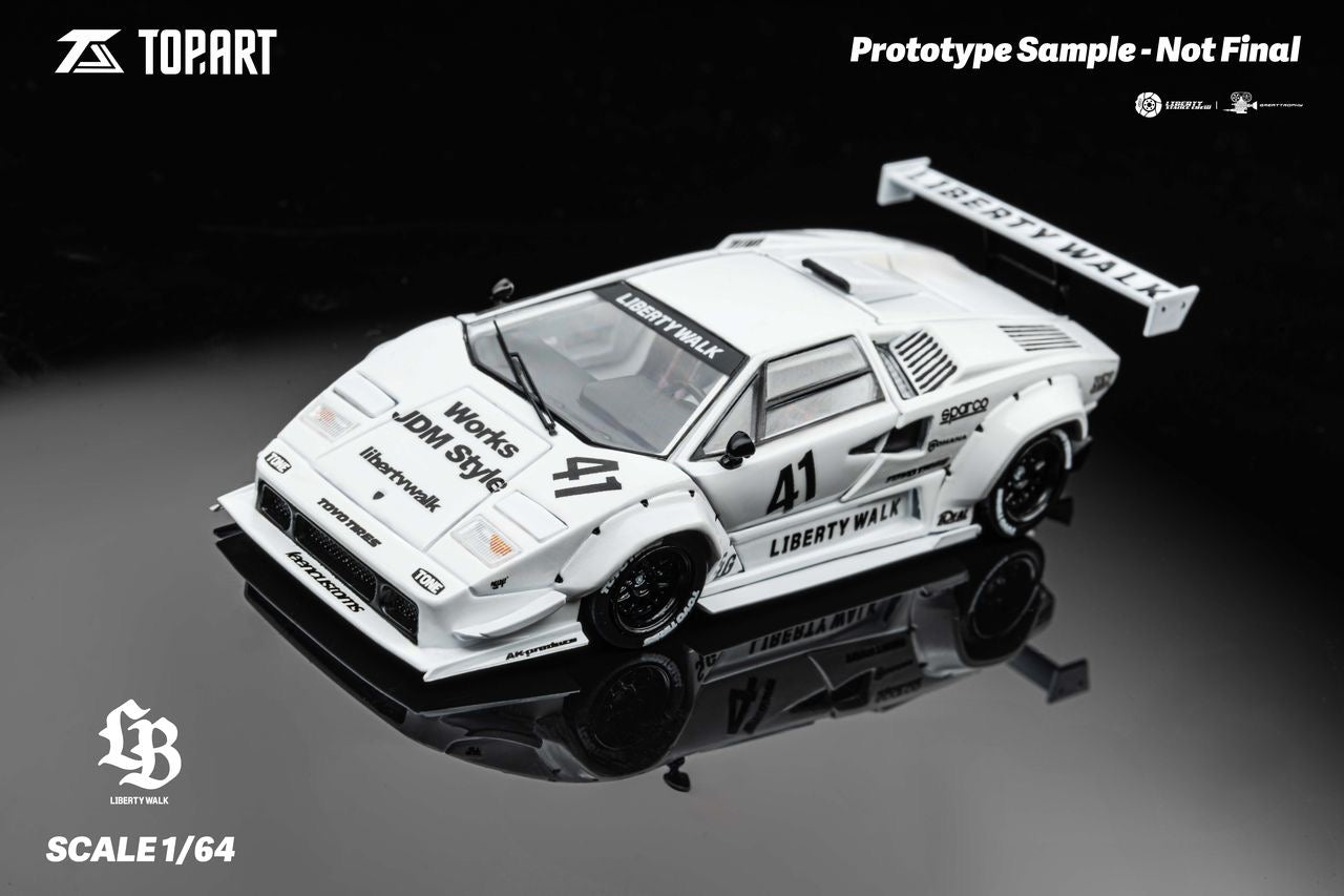 PRE ORDER TopArt 1:64 / Lamborghini Countach LBWK Blanco Producto con licencia oficial de LibertyWalk