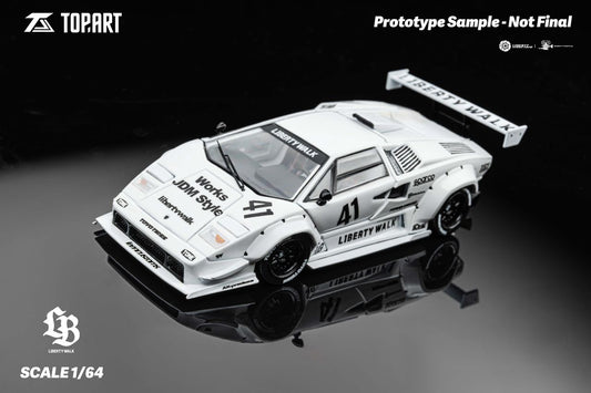 PRE ORDER TopArt 1:64 / Lamborghini Countach LBWK Blanco Producto con licencia oficial de LibertyWalk