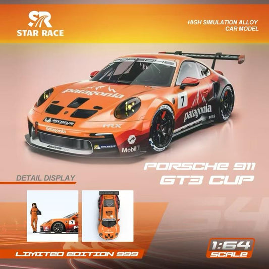 PRE ORDER StarRace 1:64 / Porsche 911 GT3 Cup Patagonia w Figure