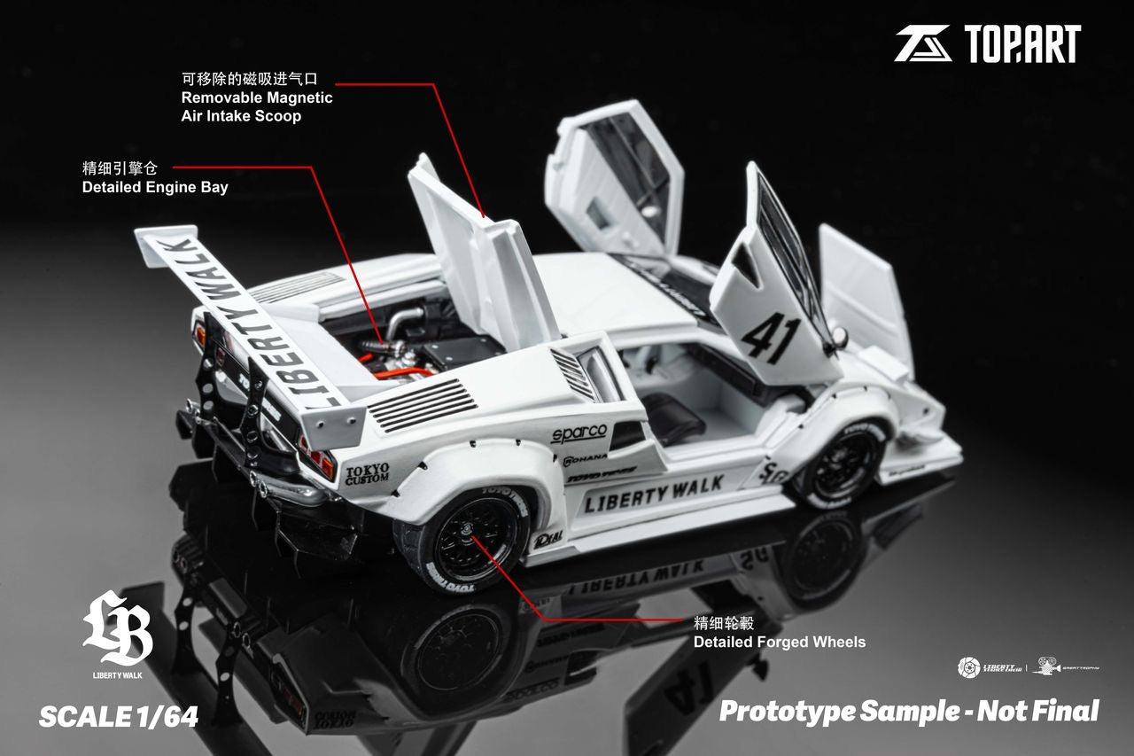 PRE ORDER TopArt 1:64 / Lamborghini Countach LBWK Blanco Producto con licencia oficial de LibertyWalk