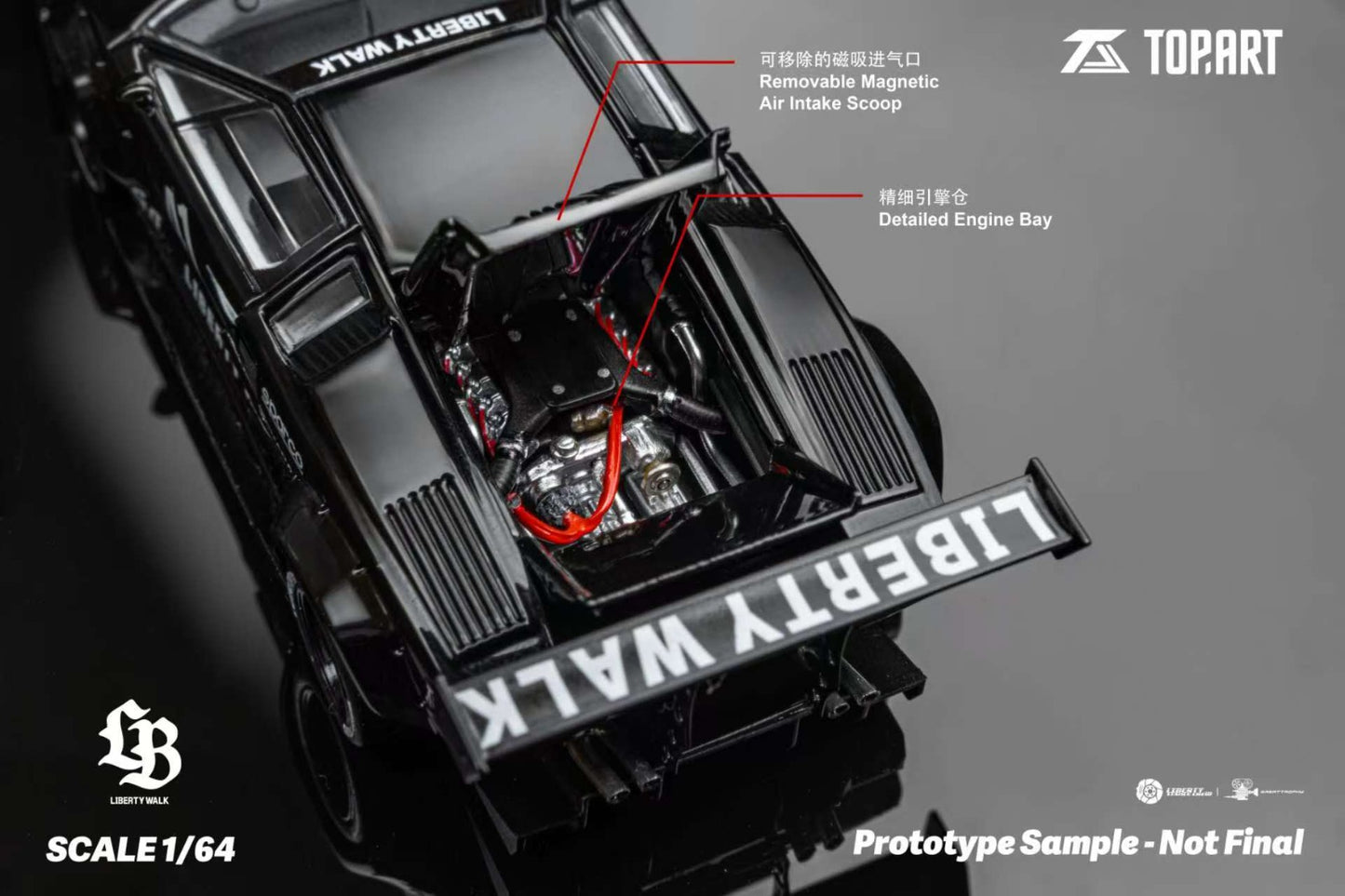 PRE ORDER TopArt 1:64 / Lamborghini Countach LBWK Negro Producto con licencia oficial de LibertyWalk