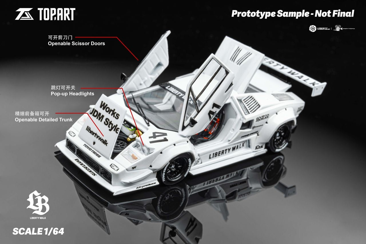 PRE ORDER TopArt 1:64 / Lamborghini Countach LBWK Blanco Producto con licencia oficial de LibertyWalk