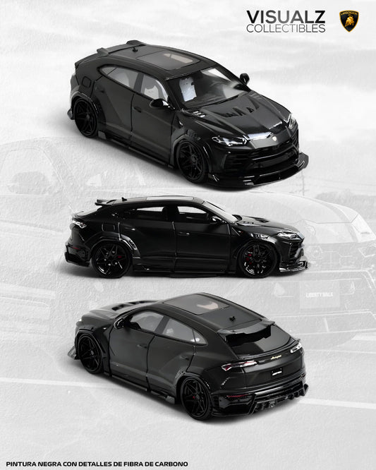 Flame 1:64 / Lamborghini Hurus LBWK Negra con Fibra de Carbono