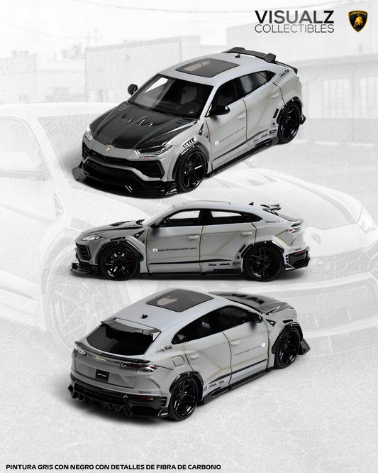 Flame 1:64 / Lamborghini Hurus LBWK Gris con Fibra de Carbono