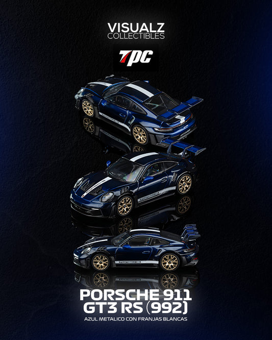 PRE ORDER TPC 1:64 / Porsche 911 GT3 RS (992) Azul Metalico con Franjas Blancas