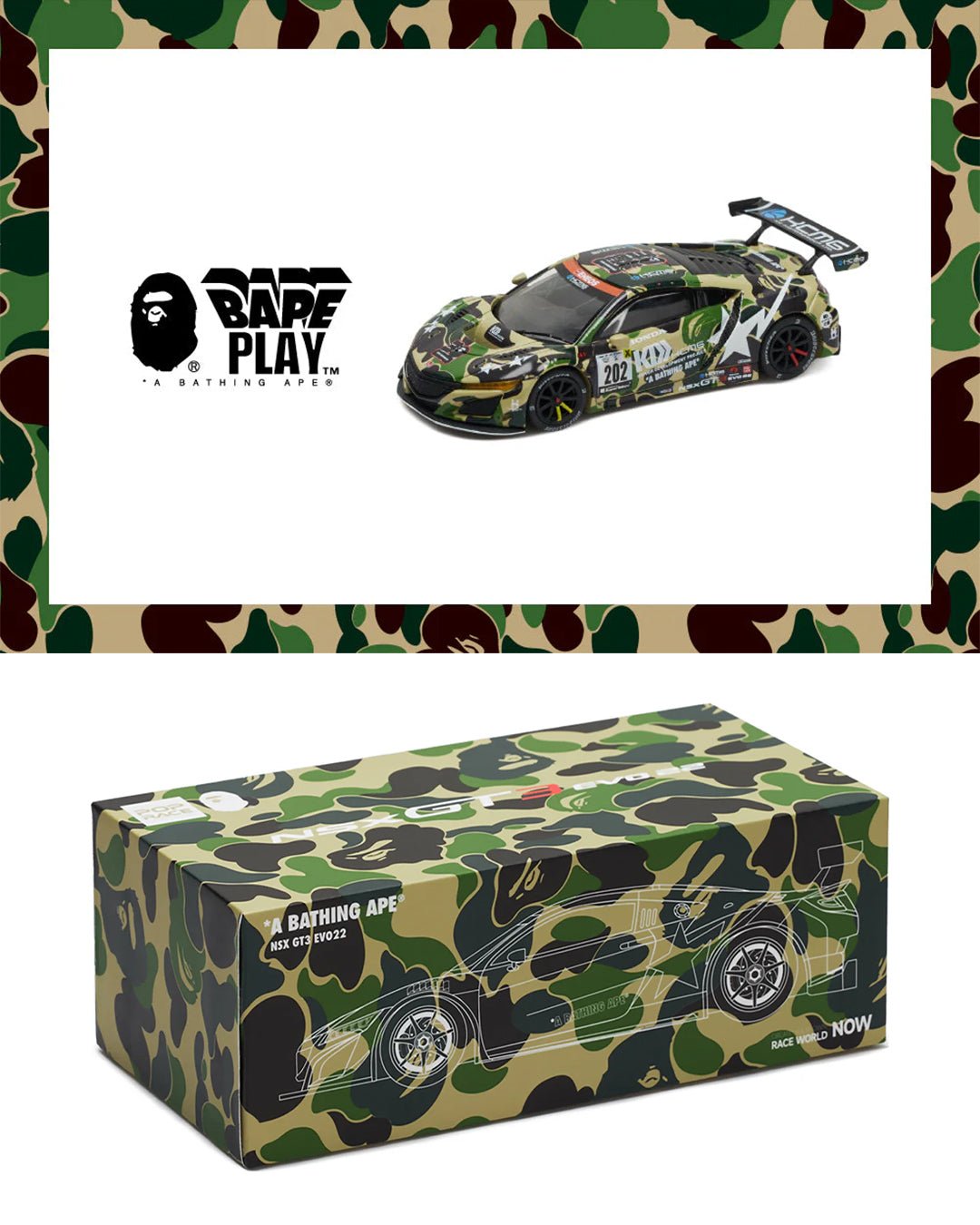 PopRace 1:64 / Honda NSX GT3 en colaboración con BAPE®️ x PopRace