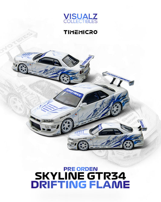 PRE ORDER TimeMicro 1:64 / Nissan Skyline GTR34 Drifting Flame