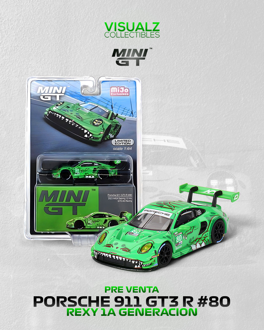 MiniGT 1:64 / Porsche 911 GT3 R #80 IMSA Rexy 1a Edición