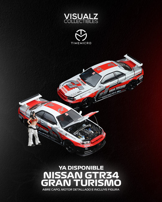 TimeMicro 1:64 / Nissan GTR34 Gran Turismo con Figura