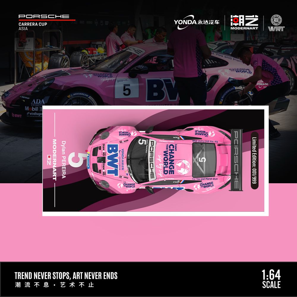 PRE ORDER ModernArt & YondaMotors 1:64 / BWT Racing Porsche 911 GT3 Cup (992) Yonda BWT-5 Regular