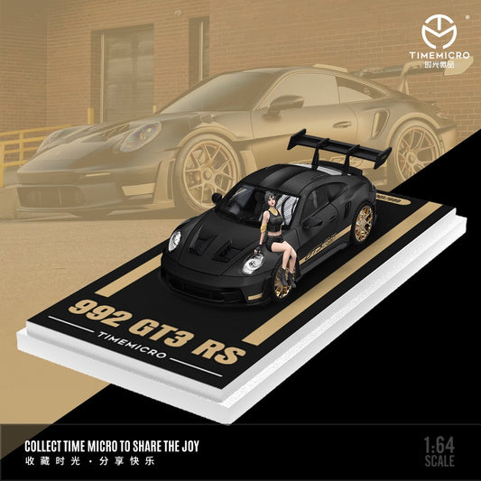 PRE ORDER TimeMicro 1:64 - Porsche 992 GT3RS Black Gold con Figura