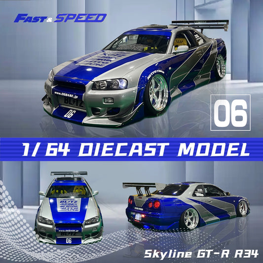 PRE ORDER FastSpeed 1/64 - Nissan Skyline R34 Fast & Furious Livery