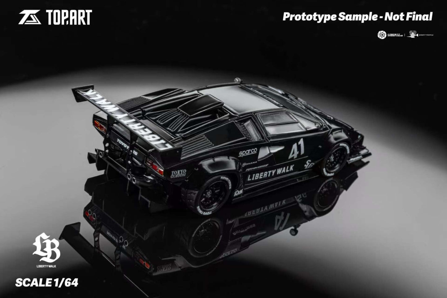 PRE ORDER TopArt 1:64 / Lamborghini Countach LBWK Negro Producto con licencia oficial de LibertyWalk