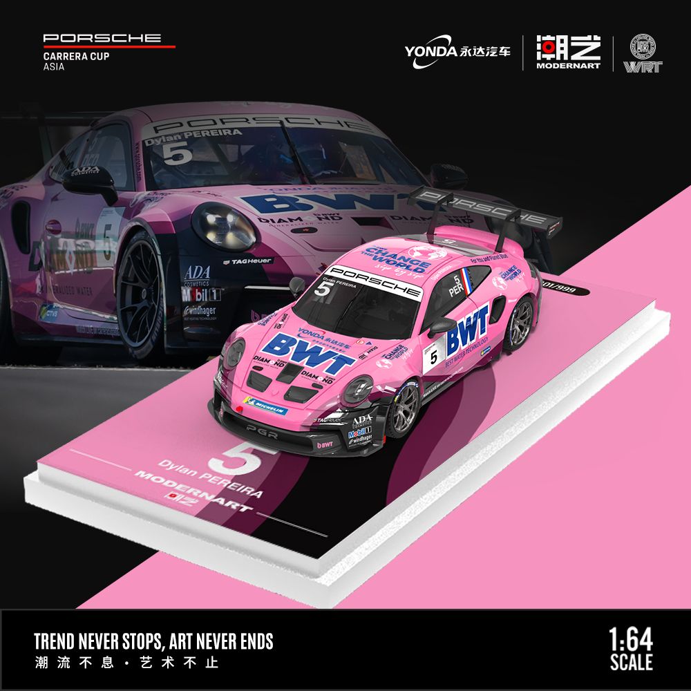 PRE ORDER ModernArt & YondaMotors 1:64 / BWT Racing Porsche 911 GT3 Cup (992) Yonda BWT-5 Regular