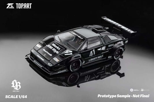 PRE ORDER TopArt 1:64 / Lamborghini Countach LBWK Negro Producto con licencia oficial de LibertyWalk