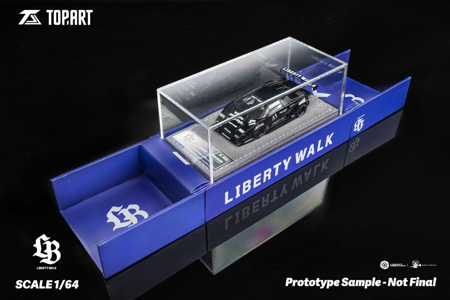 PRE ORDER TopArt 1:64 / Lamborghini Countach LBWK Negro Producto con licencia oficial de LibertyWalk